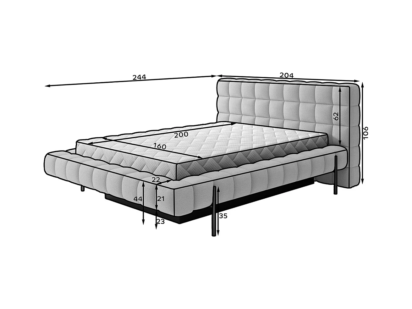 Lit coffre 160x200 sommier inclus Ezio Bleu