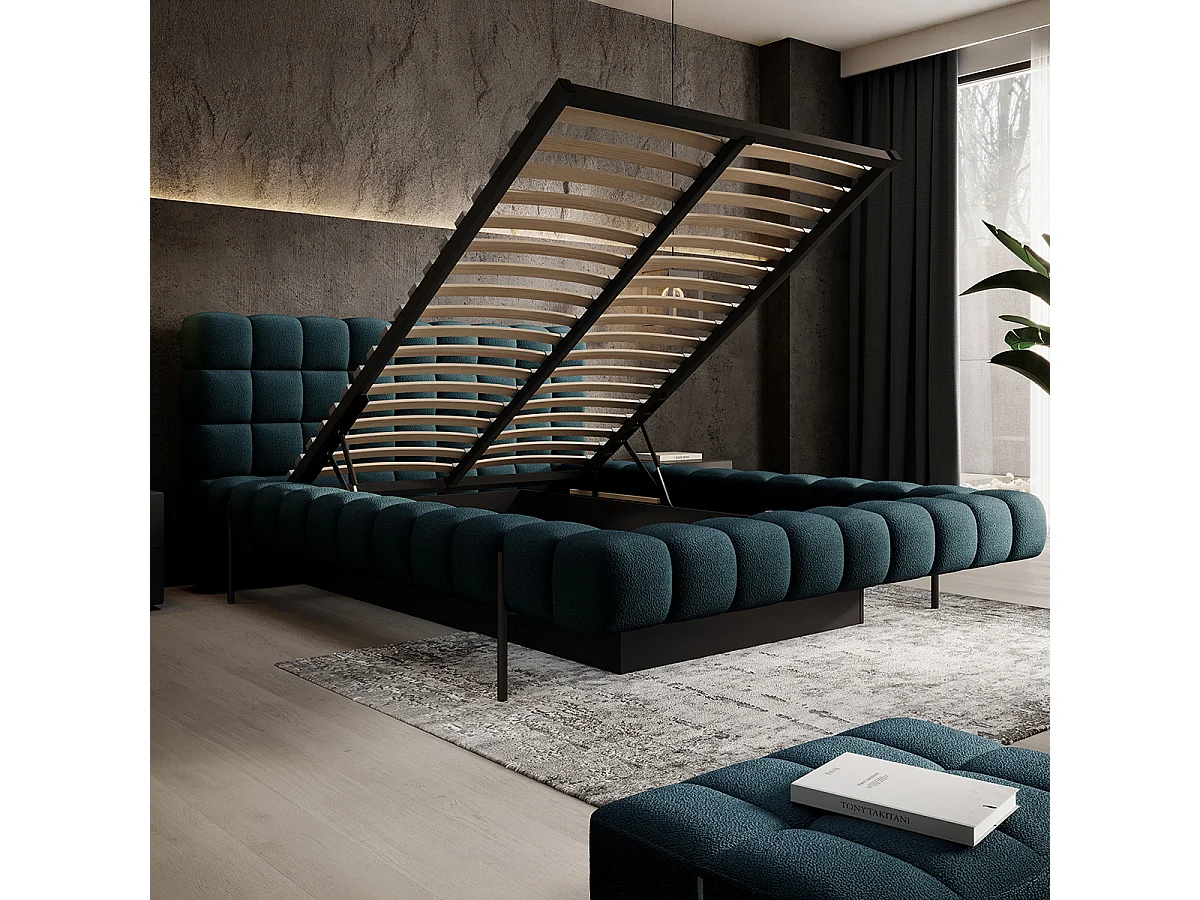 Cama com arrumação com base Ezio azul 160x200