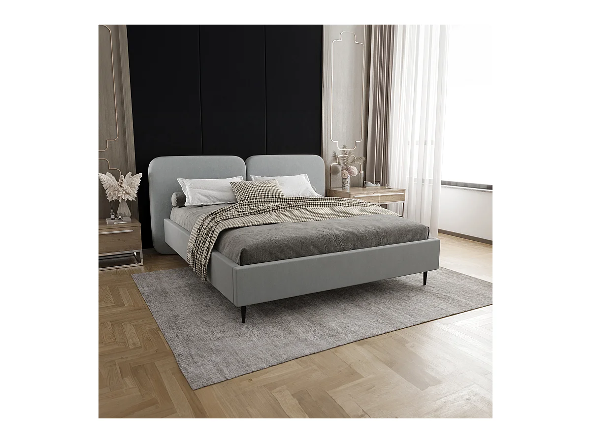 Lit coffre 160x200 sommier inclus Luz Gris