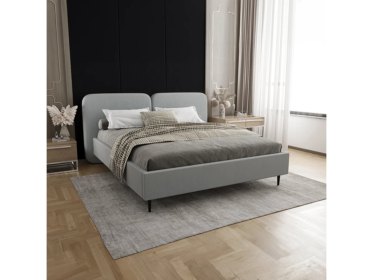 Lit coffre 160x200 sommier inclus Luz Gris