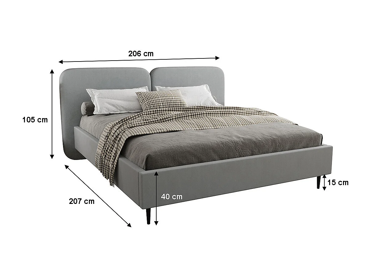 Lit coffre 160x200 sommier inclus Luz Gris