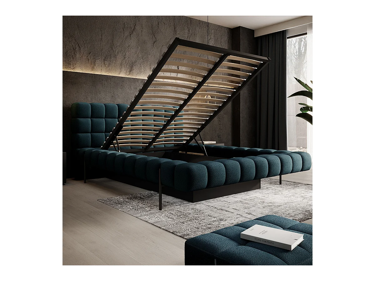 Letto con contenitore con base Ezio blu 180x200