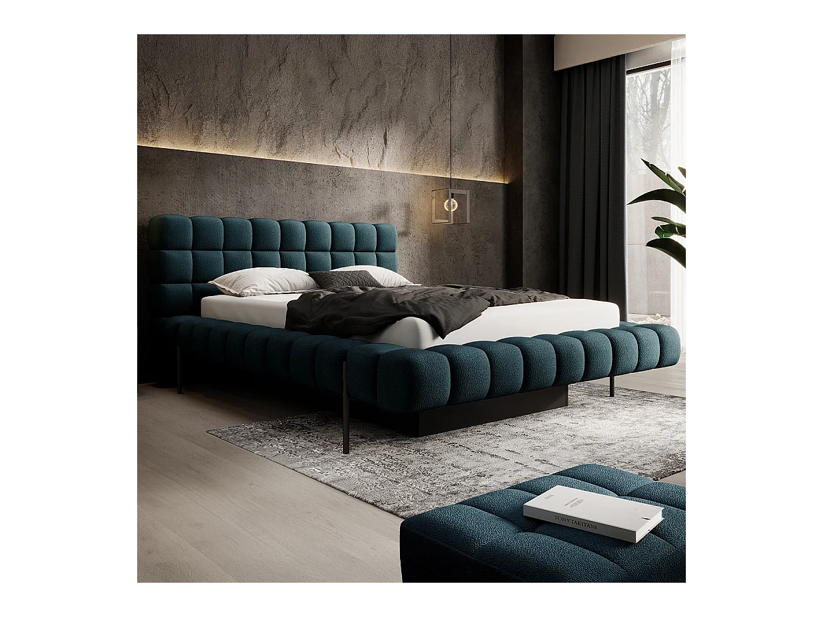 Letto con contenitore con base Ezio blu 180x200