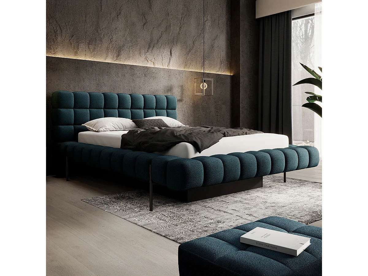 Lit coffre 180x200 sommier inclus Ezio Bleu