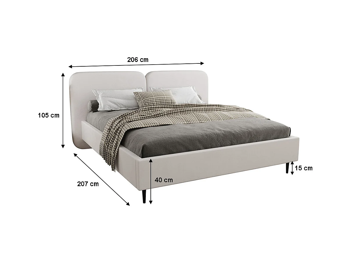Lit coffre 160x200 sommier inclus Luz Blanc cassé