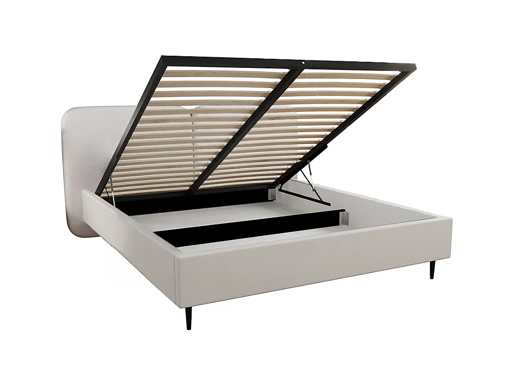 Lit coffre 160x200 sommier inclus Luz Blanc cassé