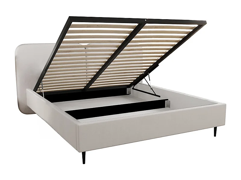 Lit coffre 160x200 sommier inclus Luz Blanc cassé