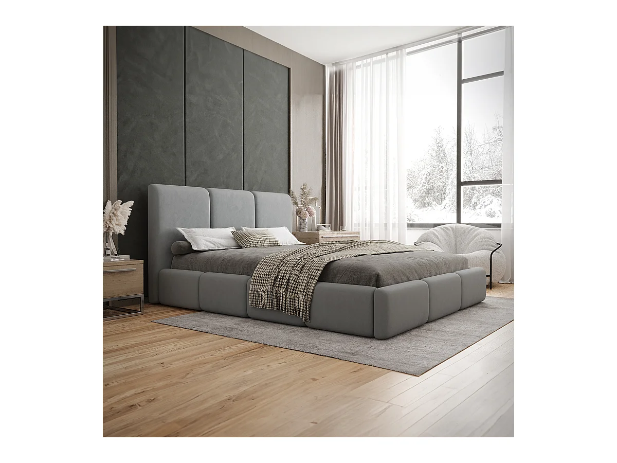 Lit coffre 160x200 sommier inclus Alto Gris