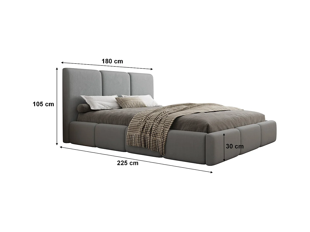 Lit coffre 160x200 sommier inclus Alto Gris