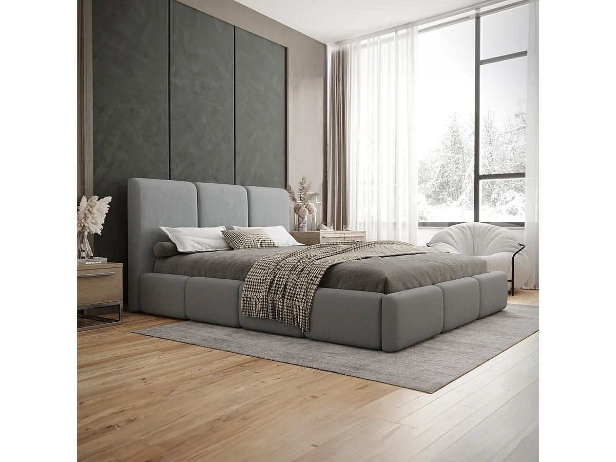 Lit coffre 160x200 sommier inclus Alto Gris