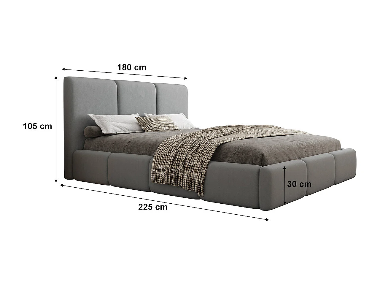 Lit coffre 160x200 sommier inclus Alto Gris