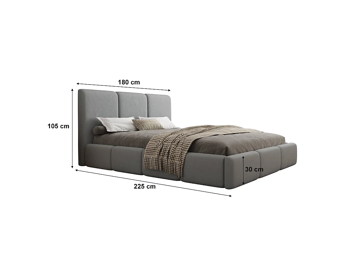 Lit coffre 160x200 sommier inclus Alto Gris