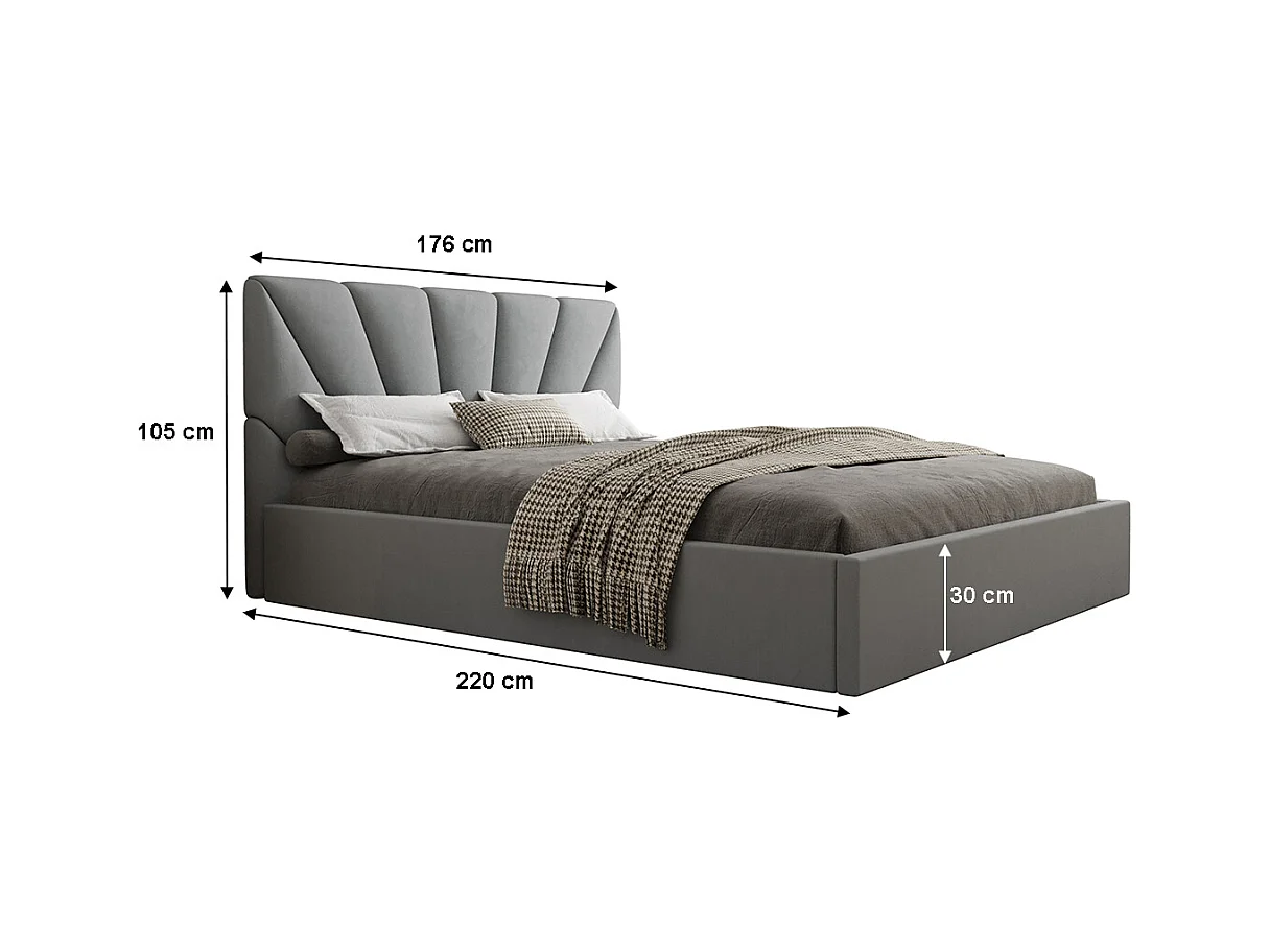 Lit coffre 160x200 sommier inclus Ysee Gris