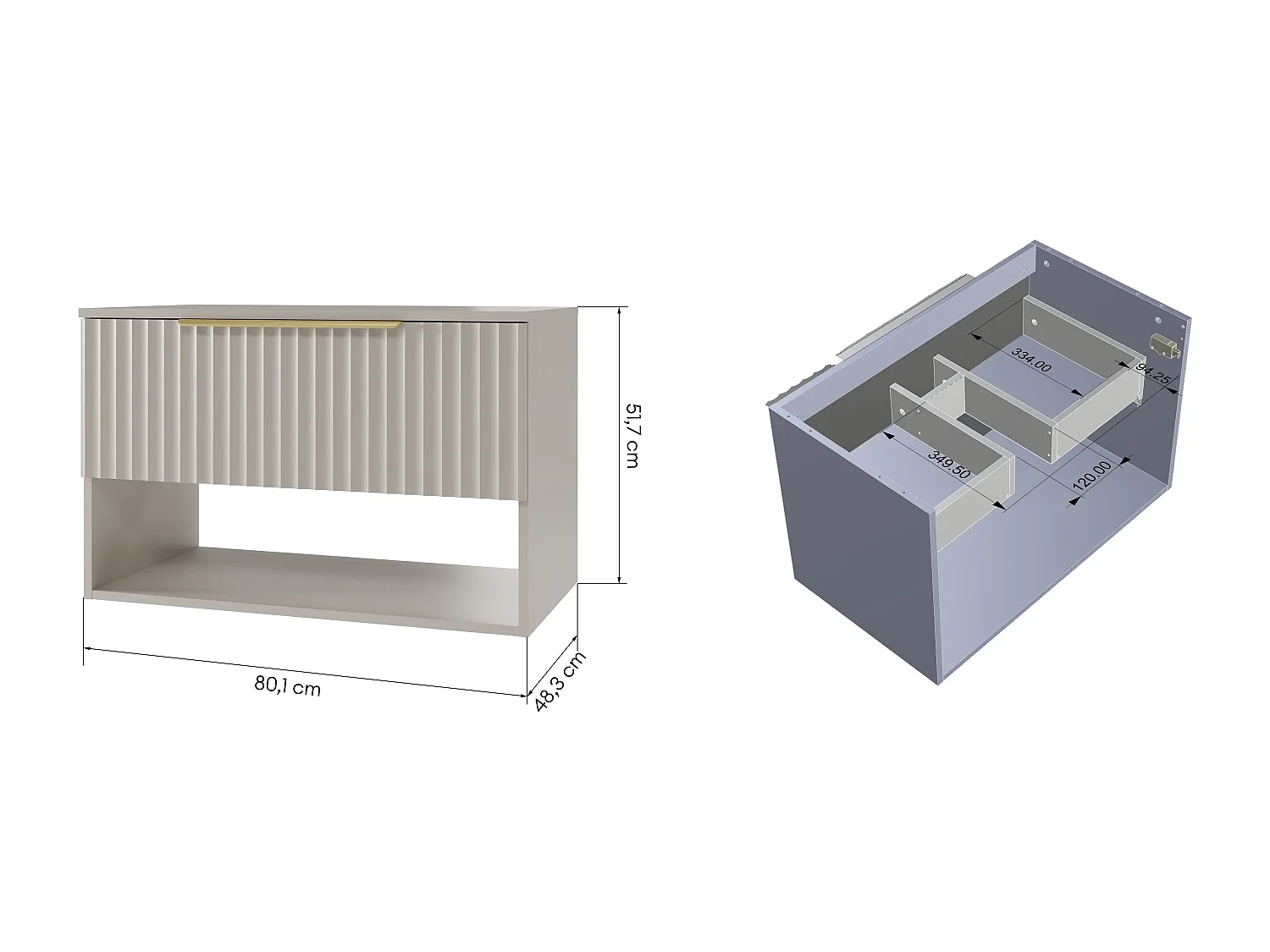 Meuble sous-vasque 80 cm plan de toilette Dania Cachemire
