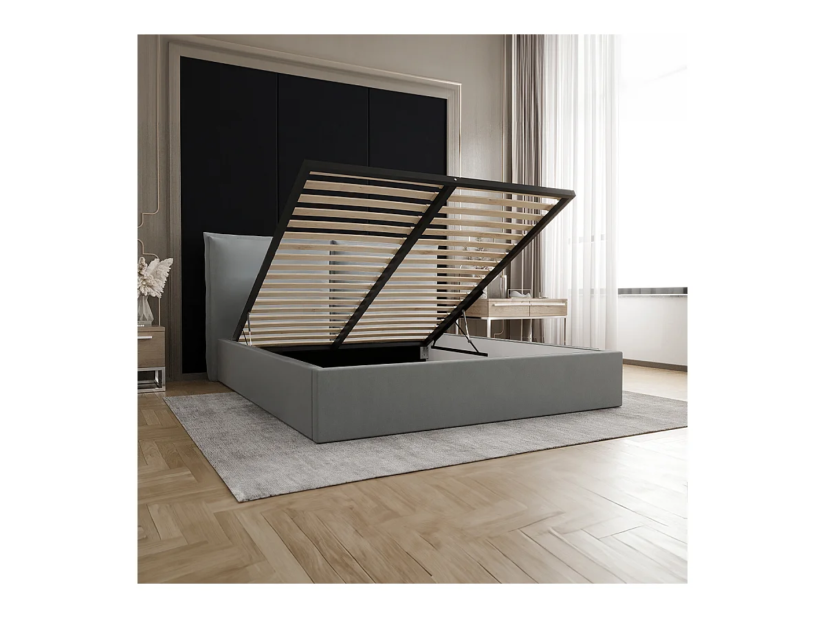 Lit coffre 160x200 sommier inclus Sandro Gris