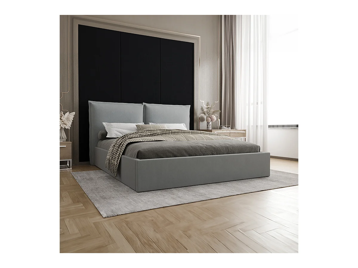 Lit coffre 160x200 sommier inclus Sandro Gris