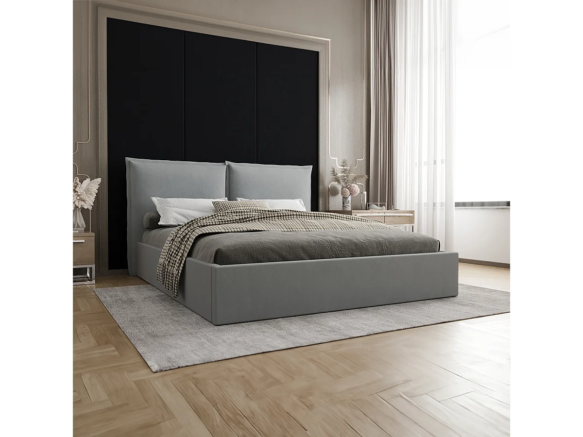 Lit coffre 160x200 sommier inclus Sandro Gris