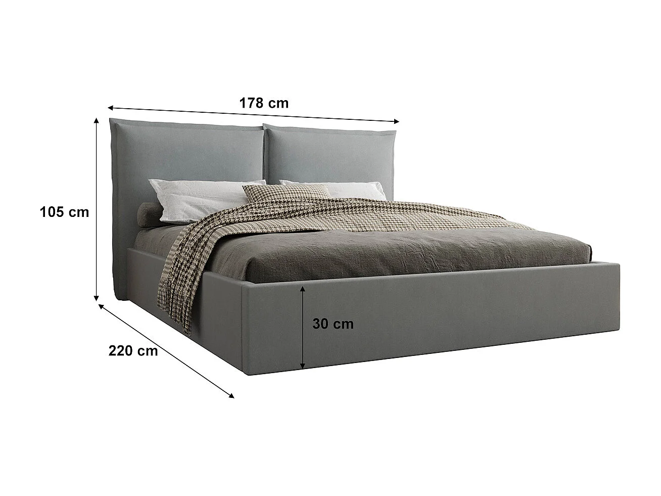 Lit coffre 160x200 sommier inclus Sandro Gris