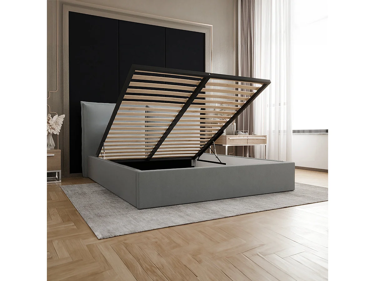 Lit coffre 160x200 sommier inclus Sandro Gris