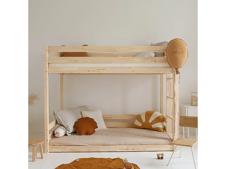 Lit superposé 90x200 au sol sommiers inclus Anaëlle Bois