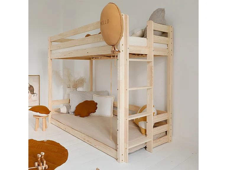 Lit superposé 90x200 au sol sommiers inclus Anaëlle Bois