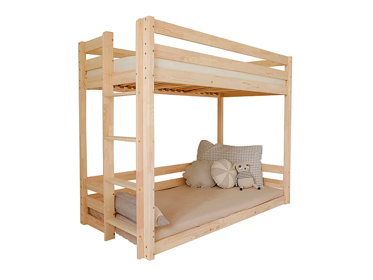 Lit superposé 90x200 au sol sommiers inclus Anaëlle Bois