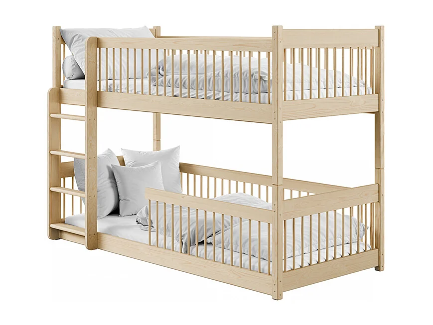 Lit superposé 90x190 au sol sommiers inclus Marion Bois