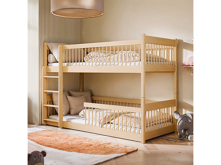 Lit superposé 90x190 au sol sommiers inclus Marion Bois