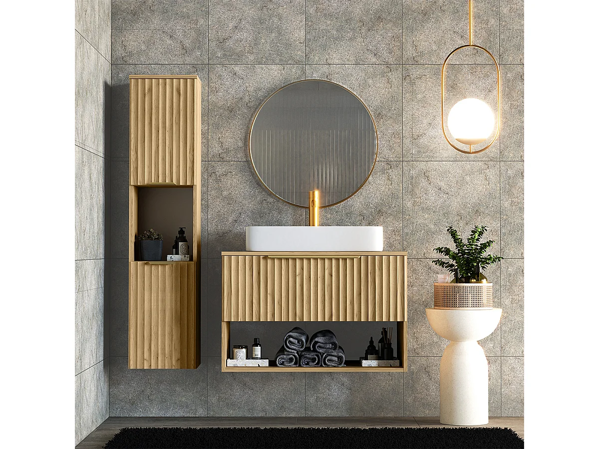 Meuble sous-vasque 80 cm plan de toilette Dania Bois