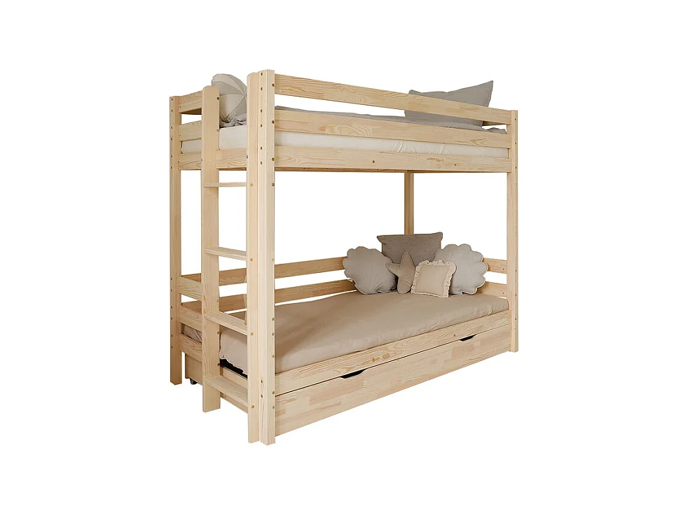 Lit superposé 90x190 sommiers et tiroir inclus Anaëlle Bois