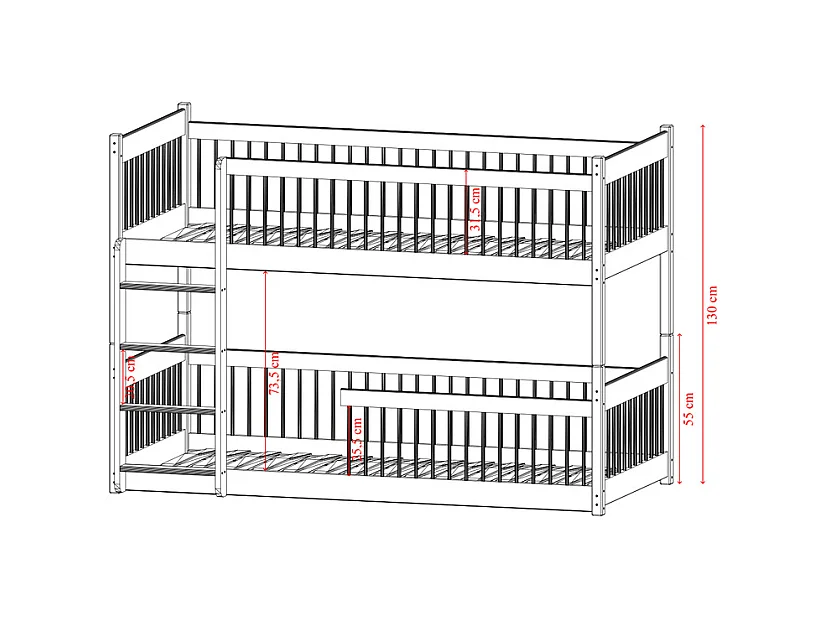 Lit superposé 90x200 au sol sommiers inclus Marion Olive