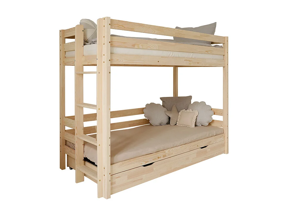 Lit superposé 90x200 sommiers et tiroir inclus Anaëlle Bois