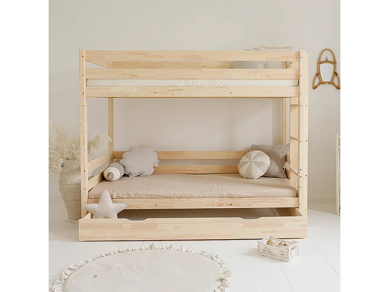 Lit superposé 90x200 sommiers et tiroir inclus Anaëlle Bois