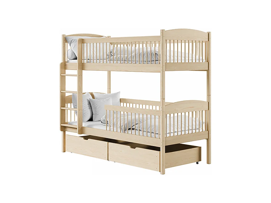 Lit superposé 90x200 sommiers et tiroirs inclus Ioana Bois