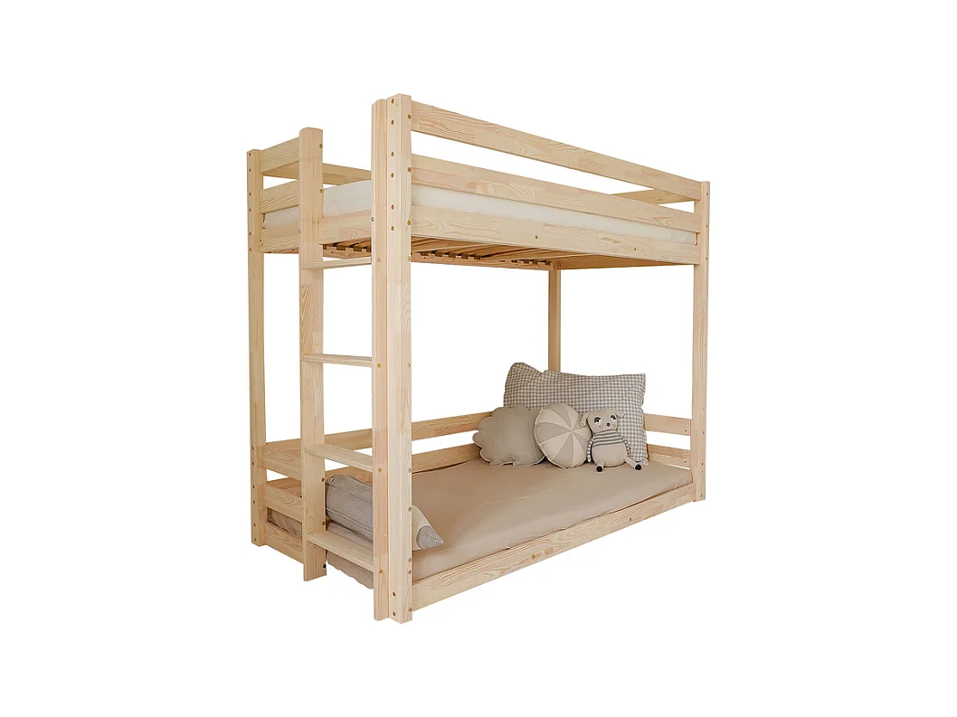 Lit superposé 90x190 au sol sommiers inclus Anaëlle Bois