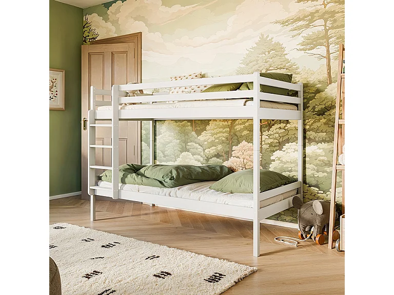 Lit superposé 90x200 sommier inclus Olivier Blanc