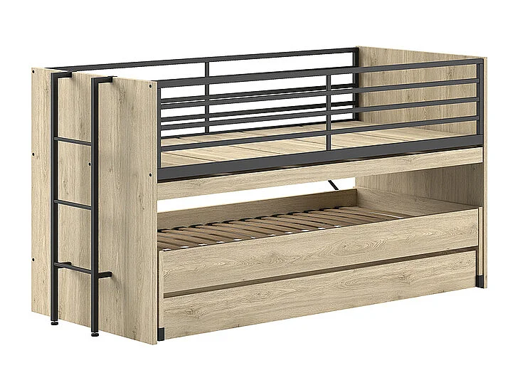 Letto a mezza altezza Vipack Sam Bois 90x200 con base e cassetti inclusi