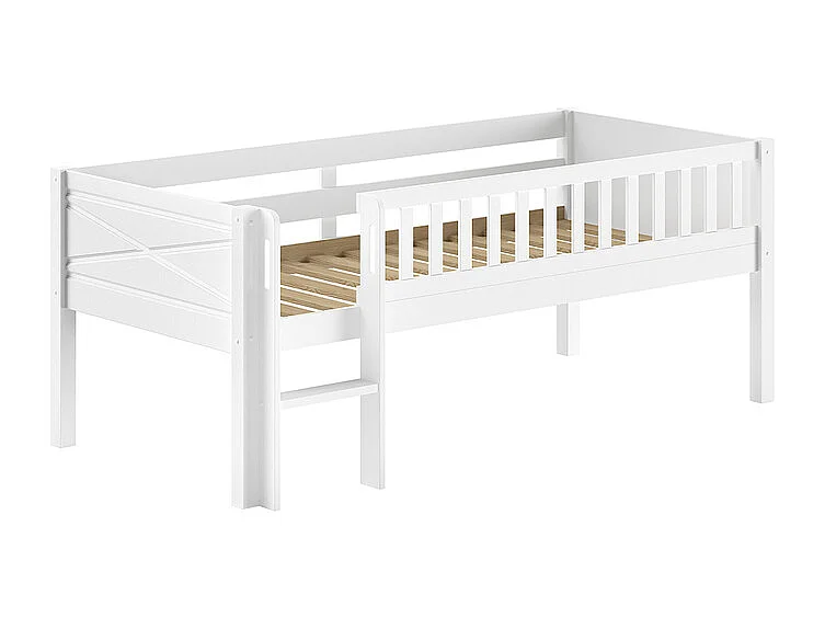 Lit mi-hauteur 90x200 sommier inclus Scott Blanc