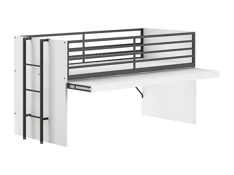 Lit mi-hauteur 90x200 sommier inclus Sam Blanc