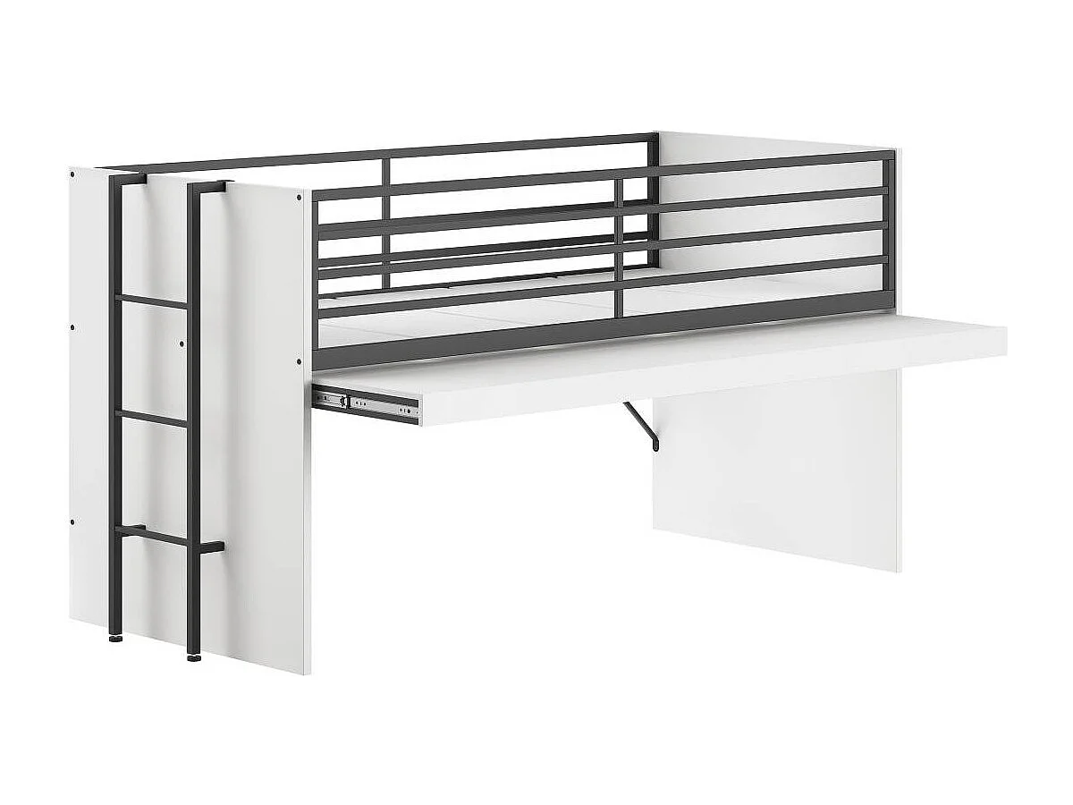 Lettino a mezza altezza 90x200 rete a doghe inclusa Vipack Sam Bianco