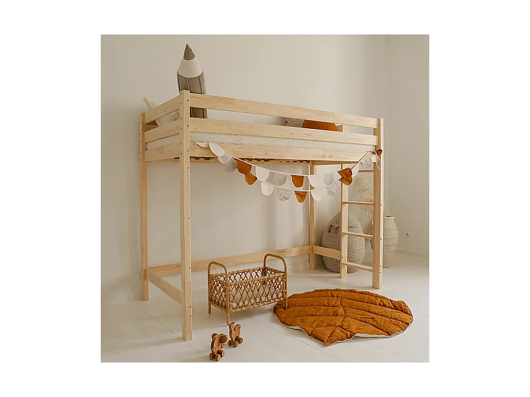 Lit mi-hauteur 90x200 sommier inclus Anaëlle Bois