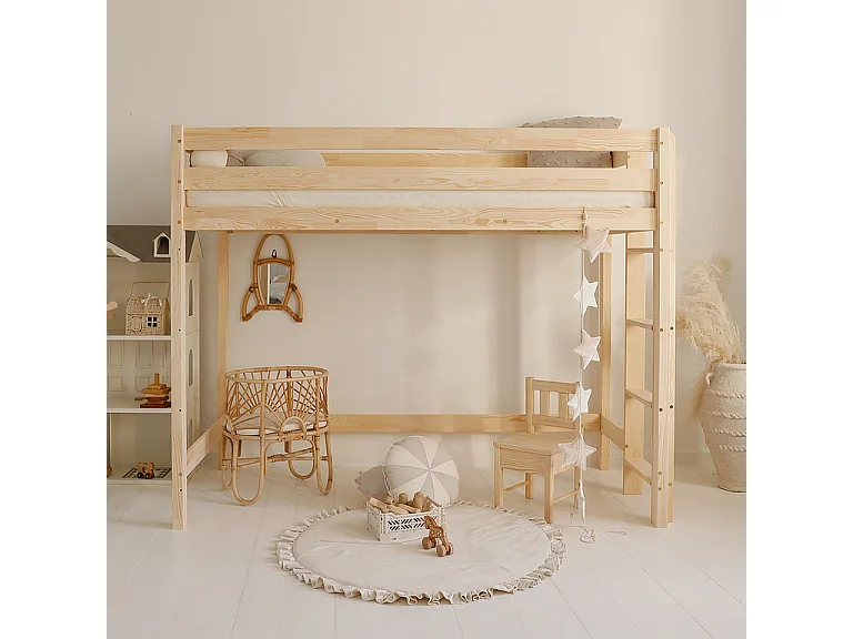 Cama de media altura 90x200 con somier Anaëlle Madera