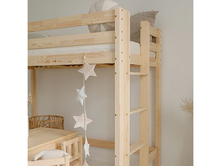 Cama de media altura 90x200 con somier Anaëlle Madera