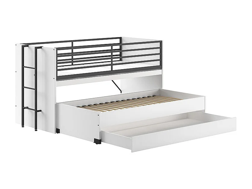 Lit mi-hauteur 90x200 sommier et tiroirs inclus Sam Blanc