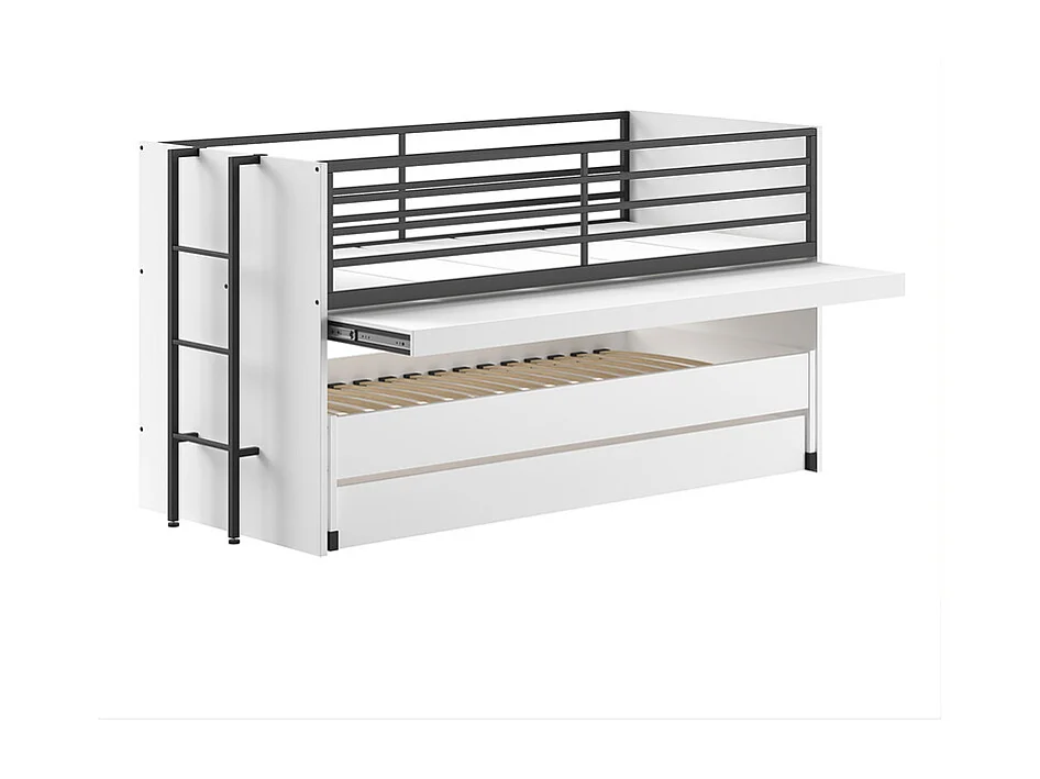 Lit mi-hauteur 90x200 sommier et tiroirs inclus Sam Blanc