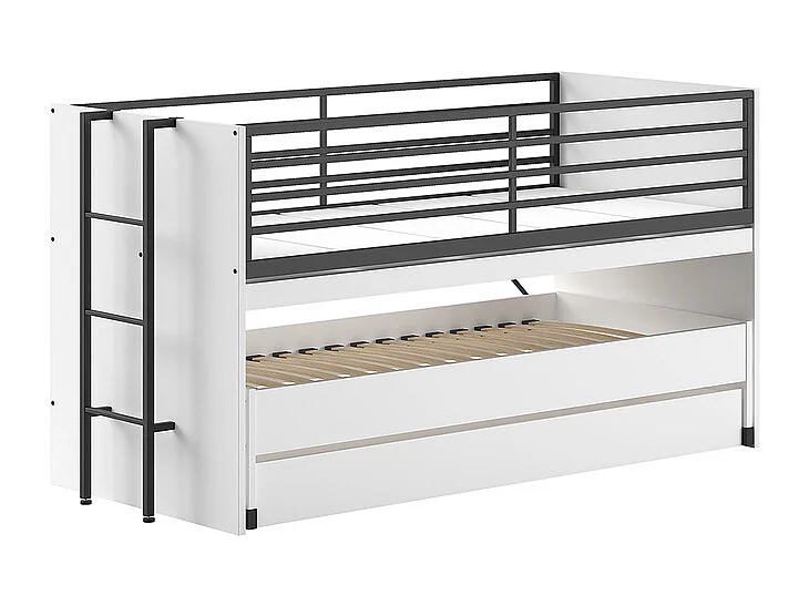 Letto a mezza altezza 90x200 compreso di rete e cassetti Vipack Sam White