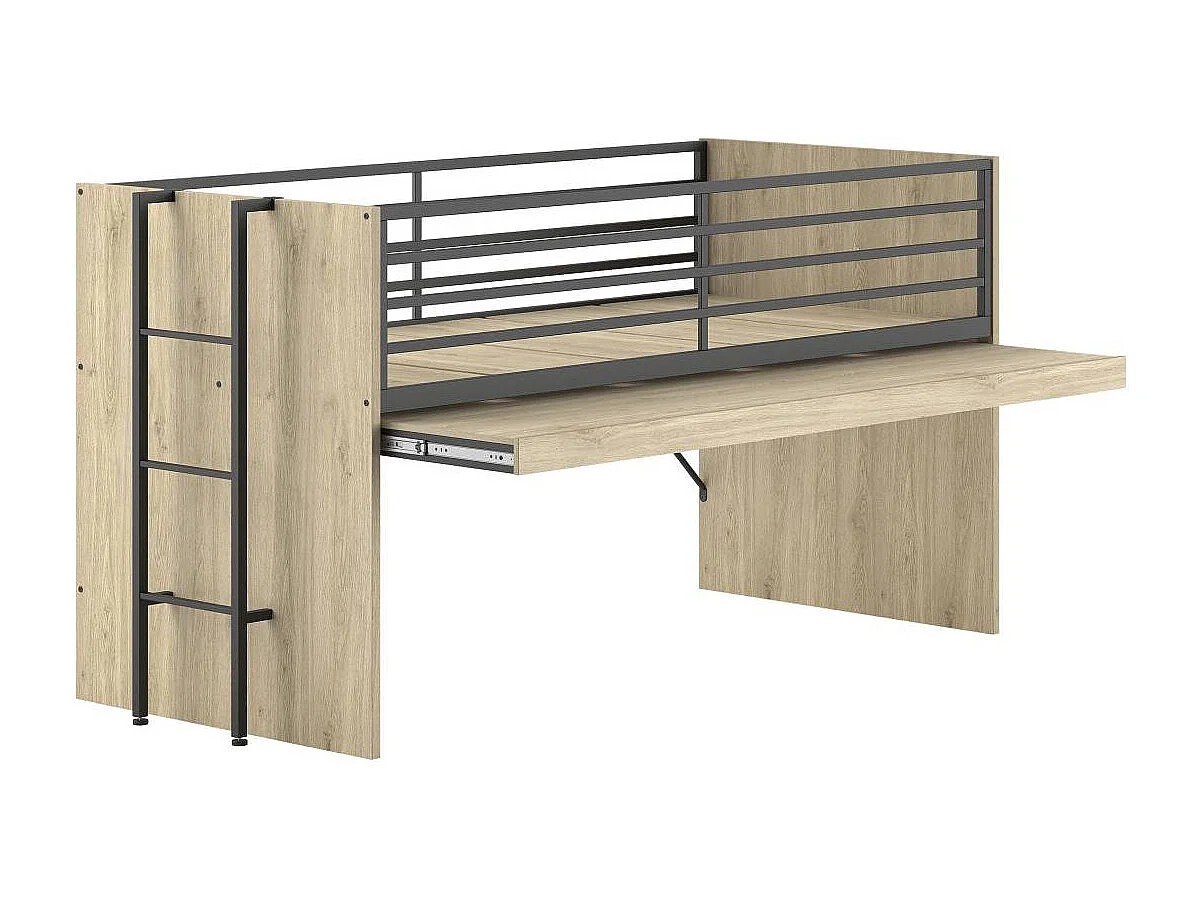 Lettino a mezza altezza 90x200 rete a doghe inclusa Vipack Sam Legno