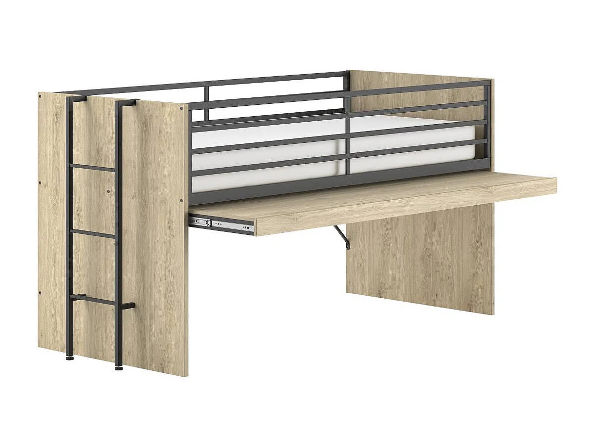 Lettino a mezza altezza 90x200 rete a doghe inclusa Vipack Sam Legno