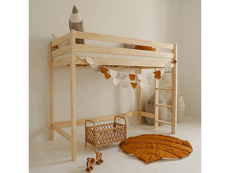 Lit mi-hauteur 90x190 sommier inclus Anaëlle Bois