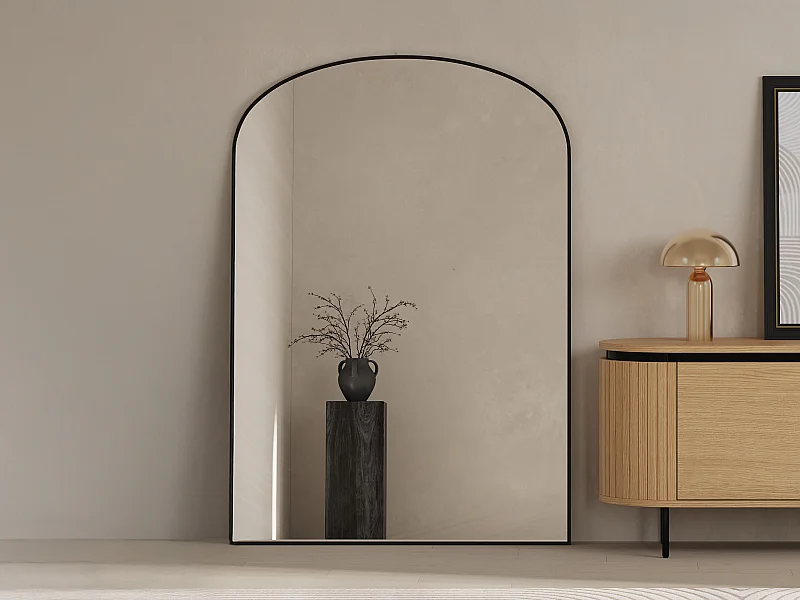 Grand miroir arche en aluminium - L. 118 x H. 170 cm - Noir - SONAVA